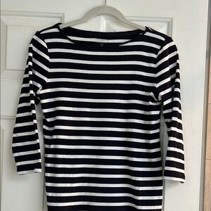Talbot’s Women’s Classic Navy and White Striped Top. Sz-Mp. EUC.